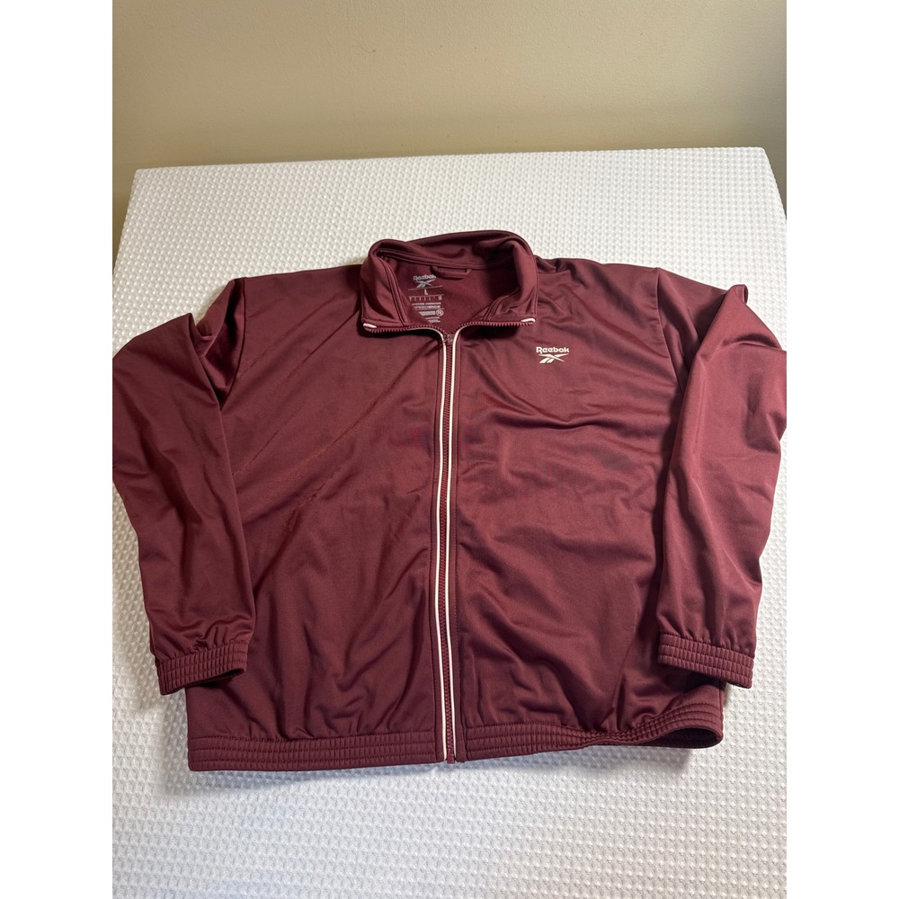 Reebok Track Jacket Men L Speedwick Full Zip Burgundy EUC